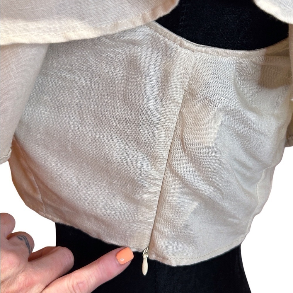 Zara Women’s Off The Shoulder Ruffle Cream Crop Top Size-M NWT - Picture 10 of 13